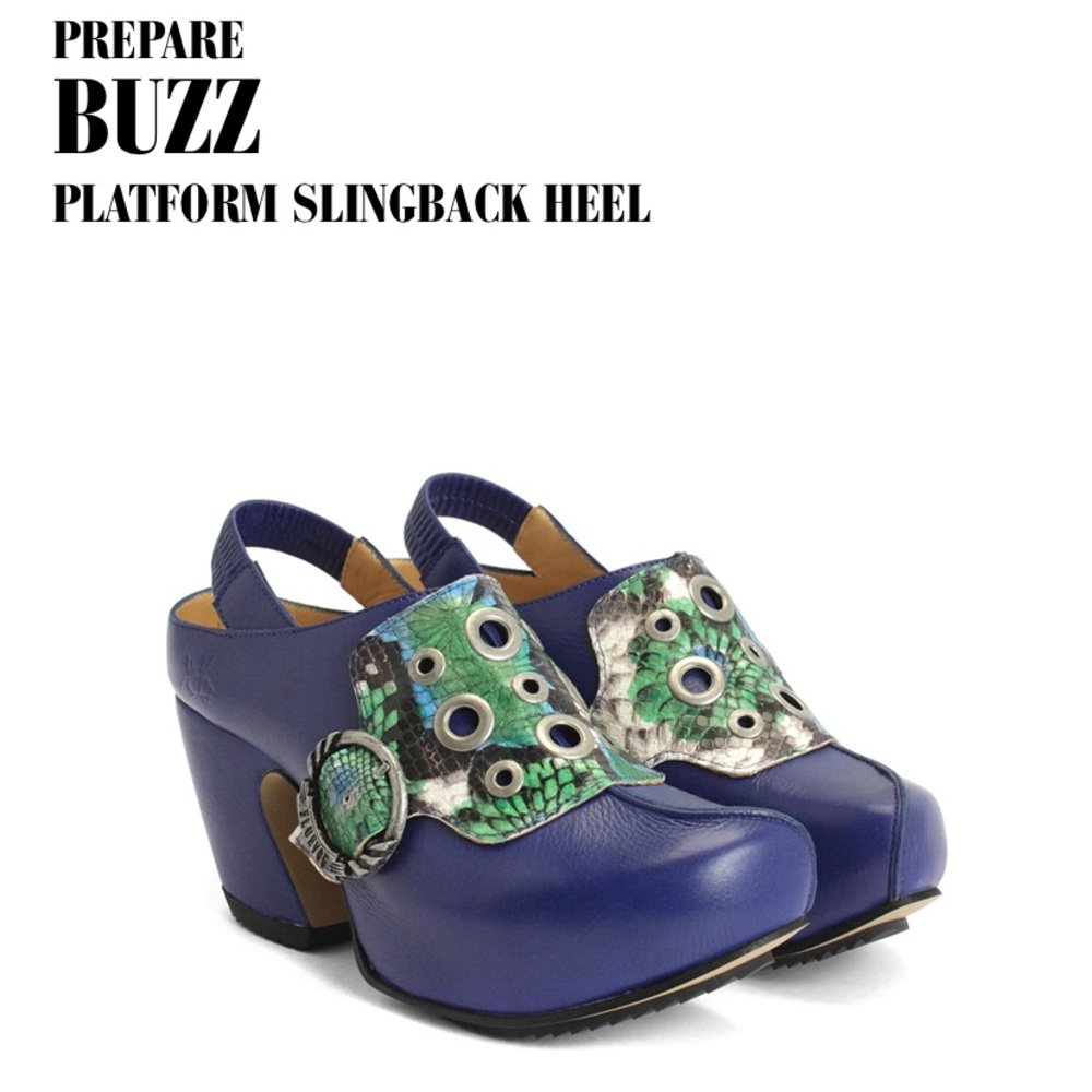 John Fluevog Prepare Buzz platform slingback heel sz 6.5